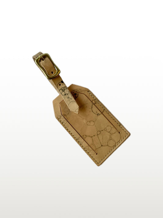 Leather bag tag bubbles