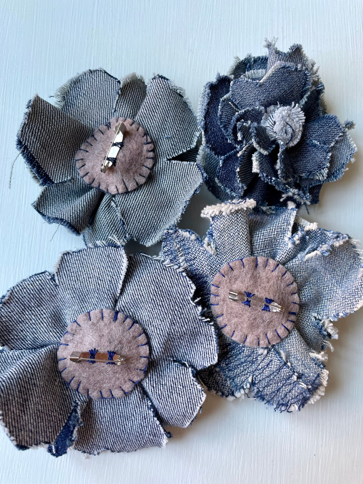 Brooch Denim Flower