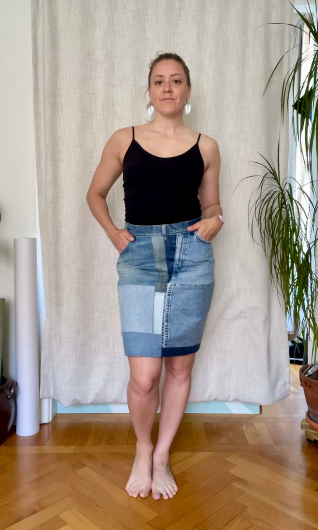Astrid denim pencil skirt