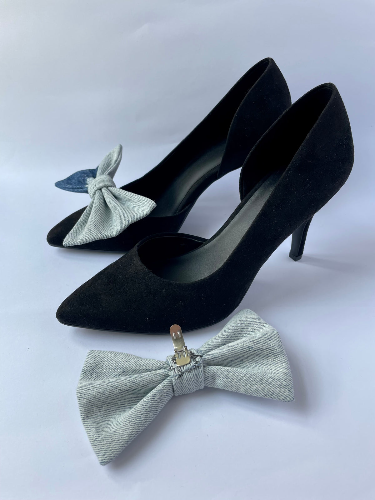Clip on Bow Denim