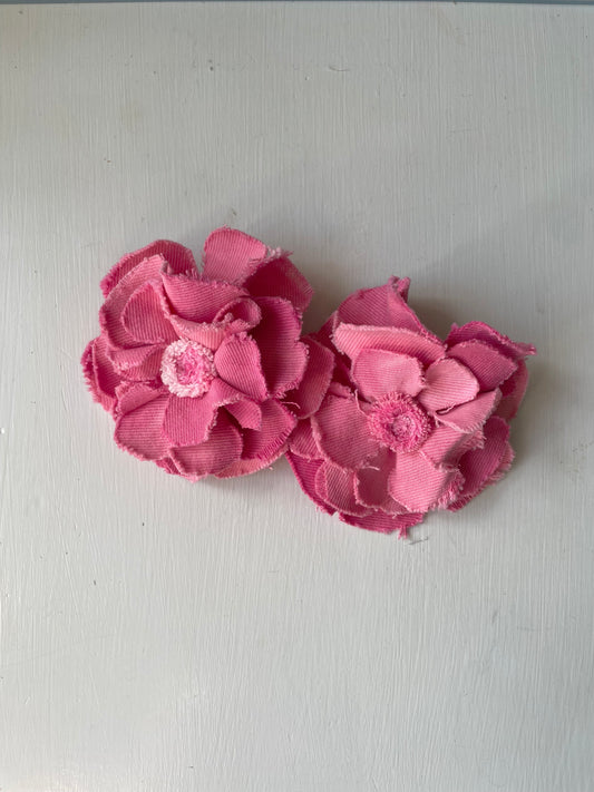 Brooch Denim Flower Pink