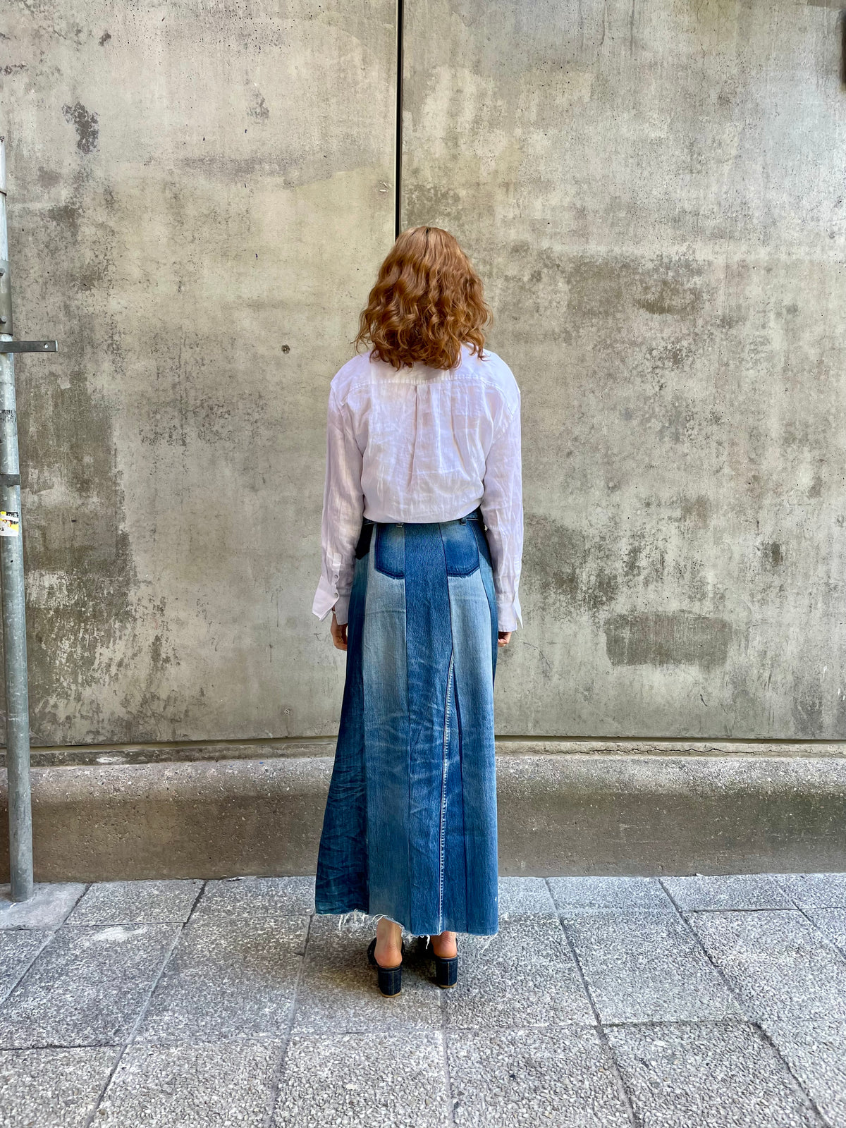 Ella Denim panel skirt Made-to-order