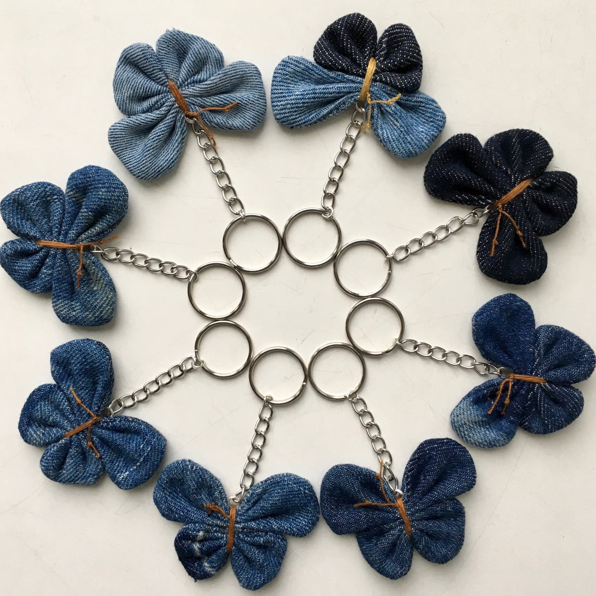 Keyring Denim Butterfly