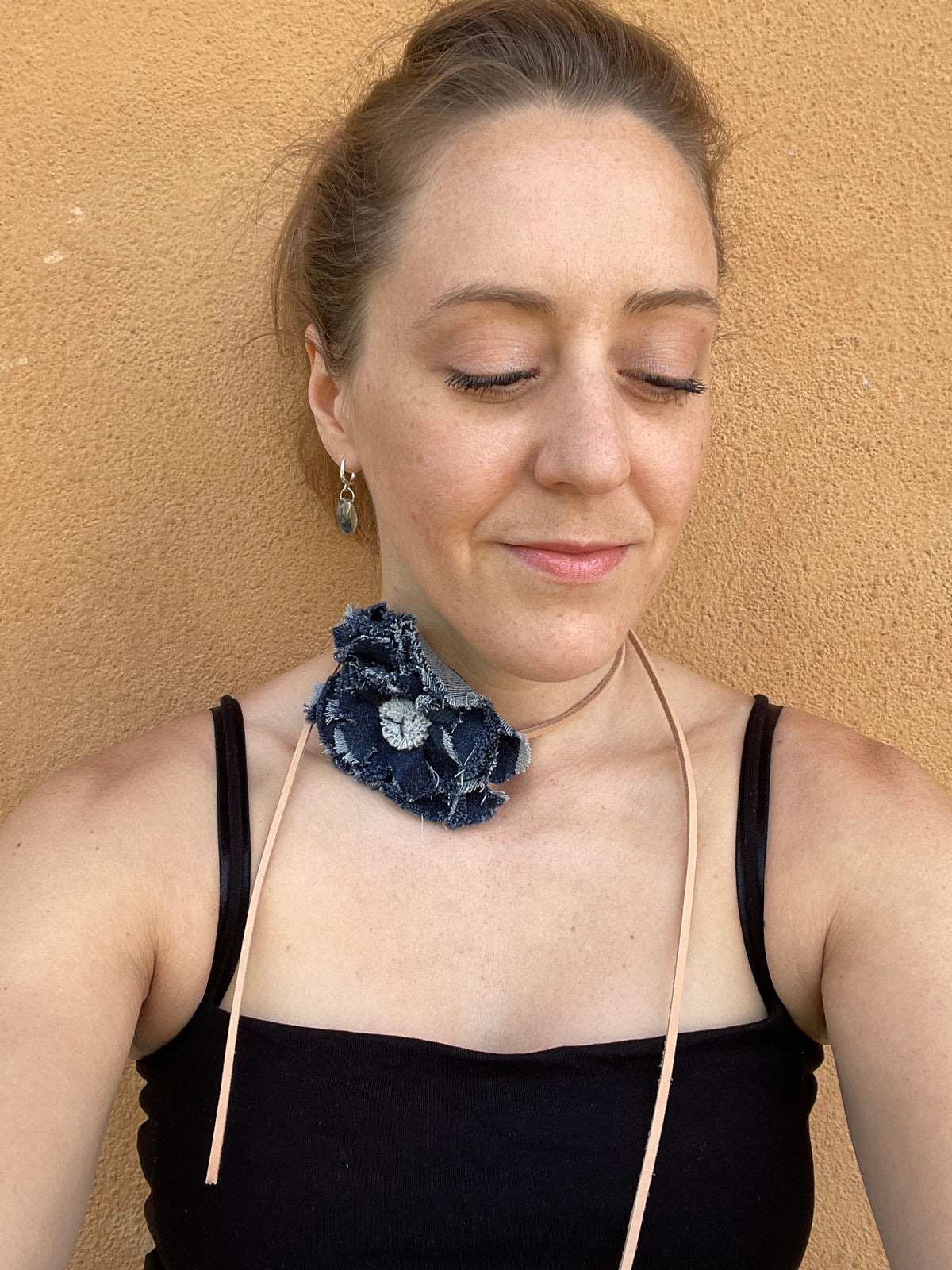Blue Denim flower necklace