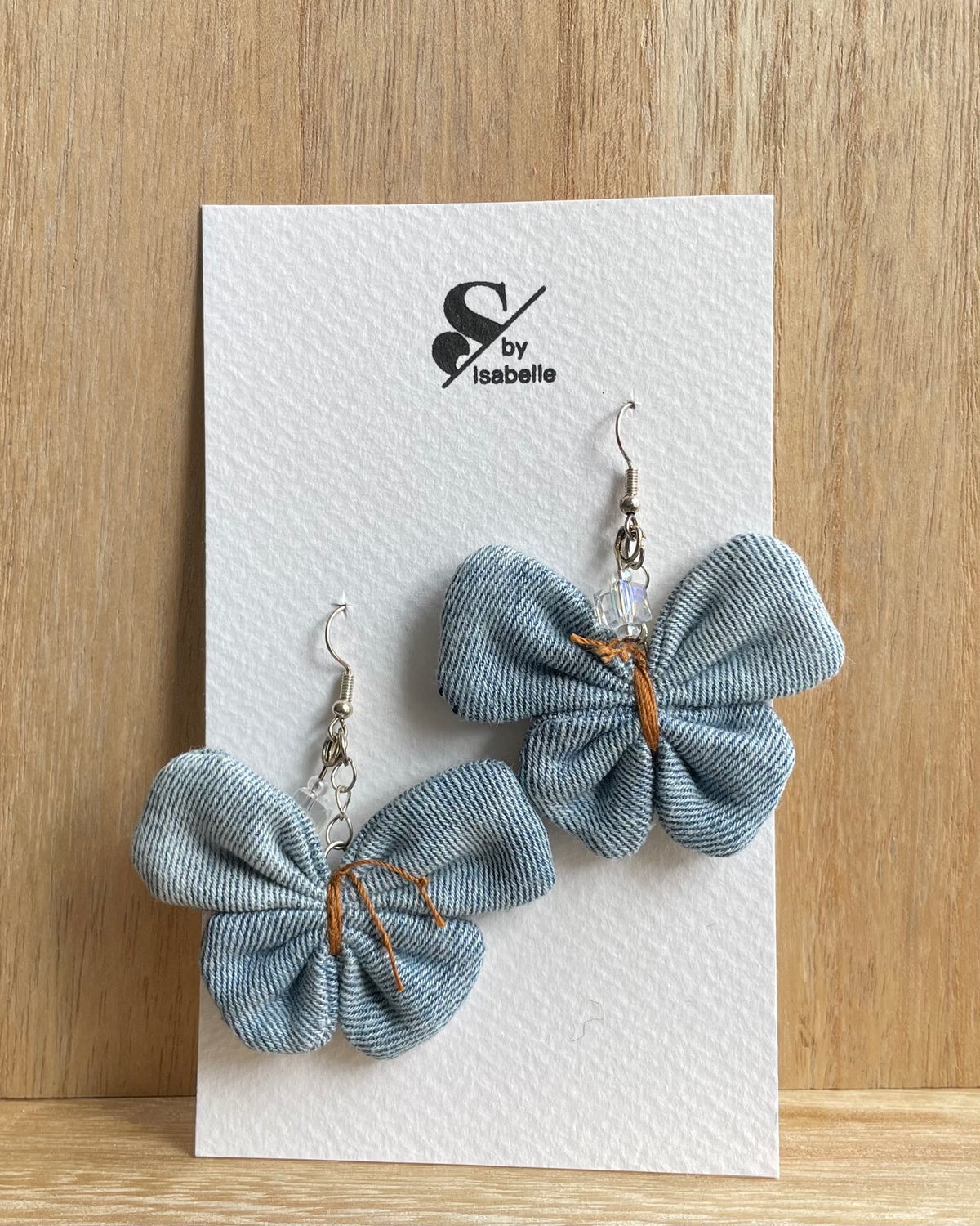 Earring Denim Butterfly with pearls