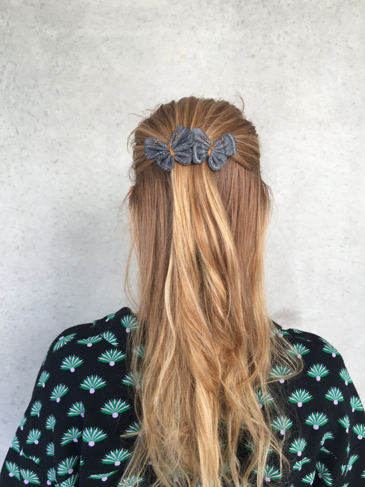 Hair barrette denim butterfly