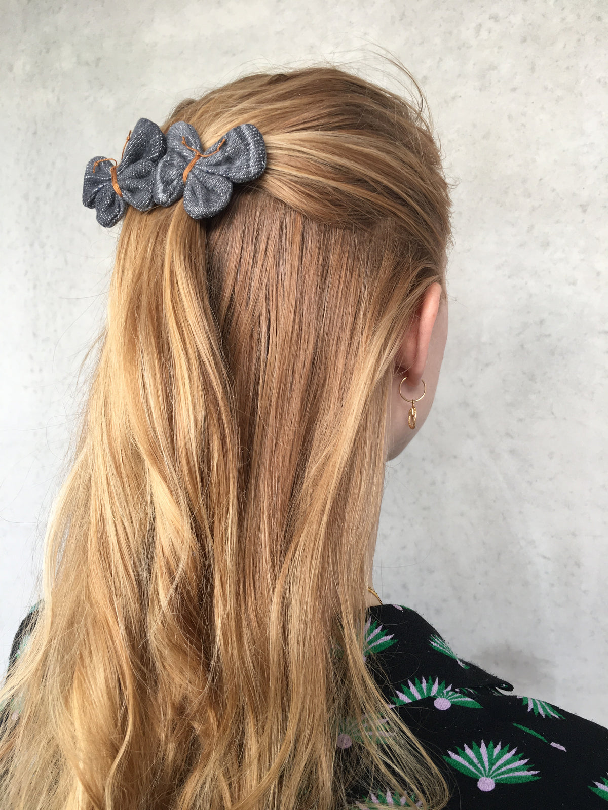 Hair barrette denim butterfly