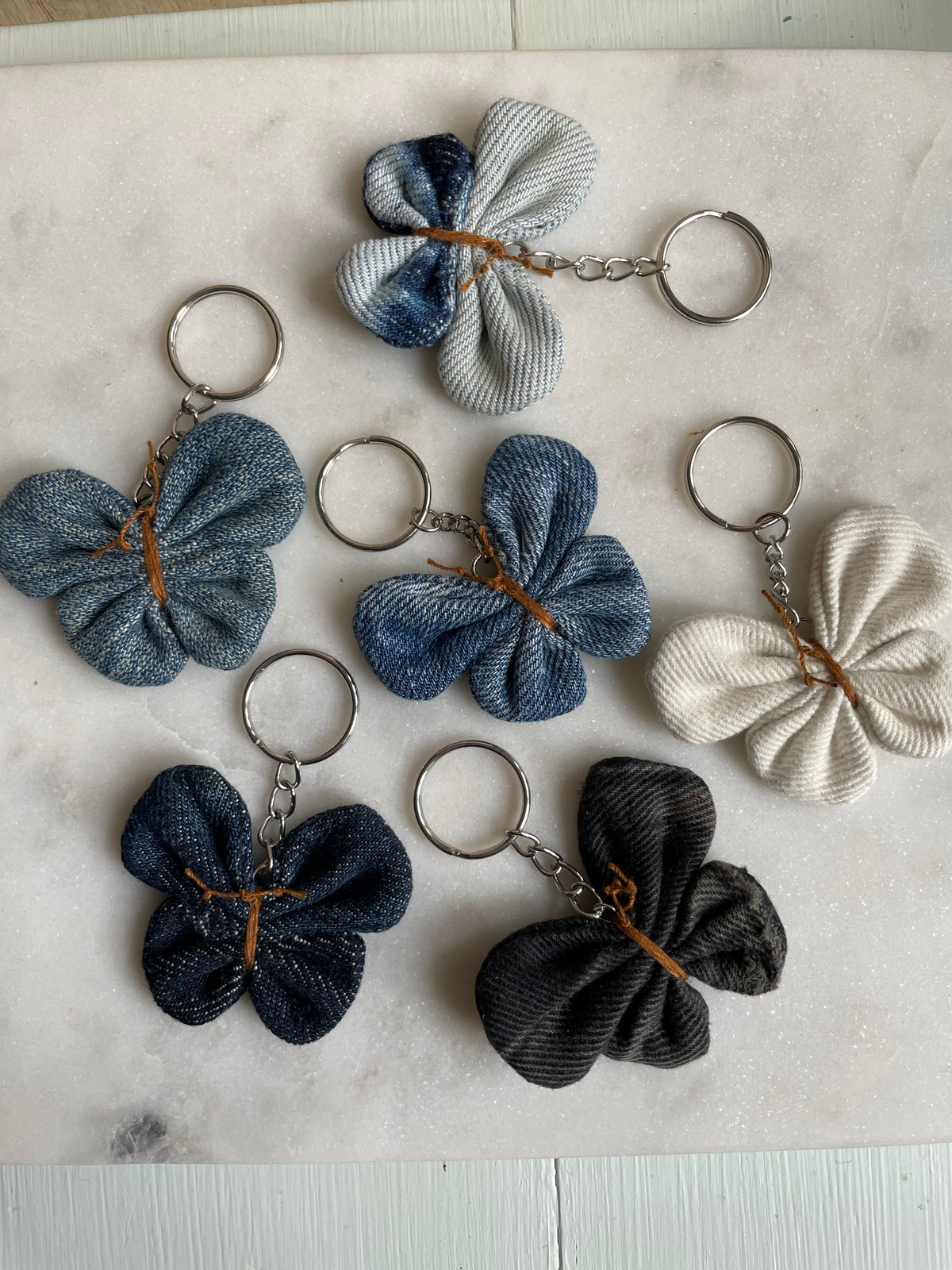 Keyring Denim Butterfly