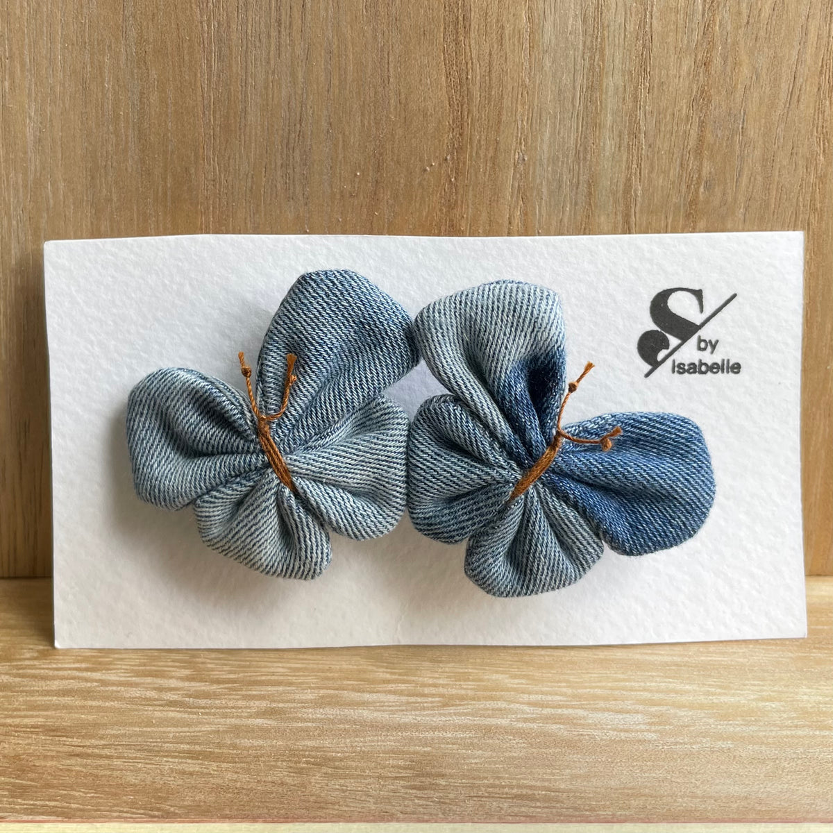 Hair barrette denim butterfly