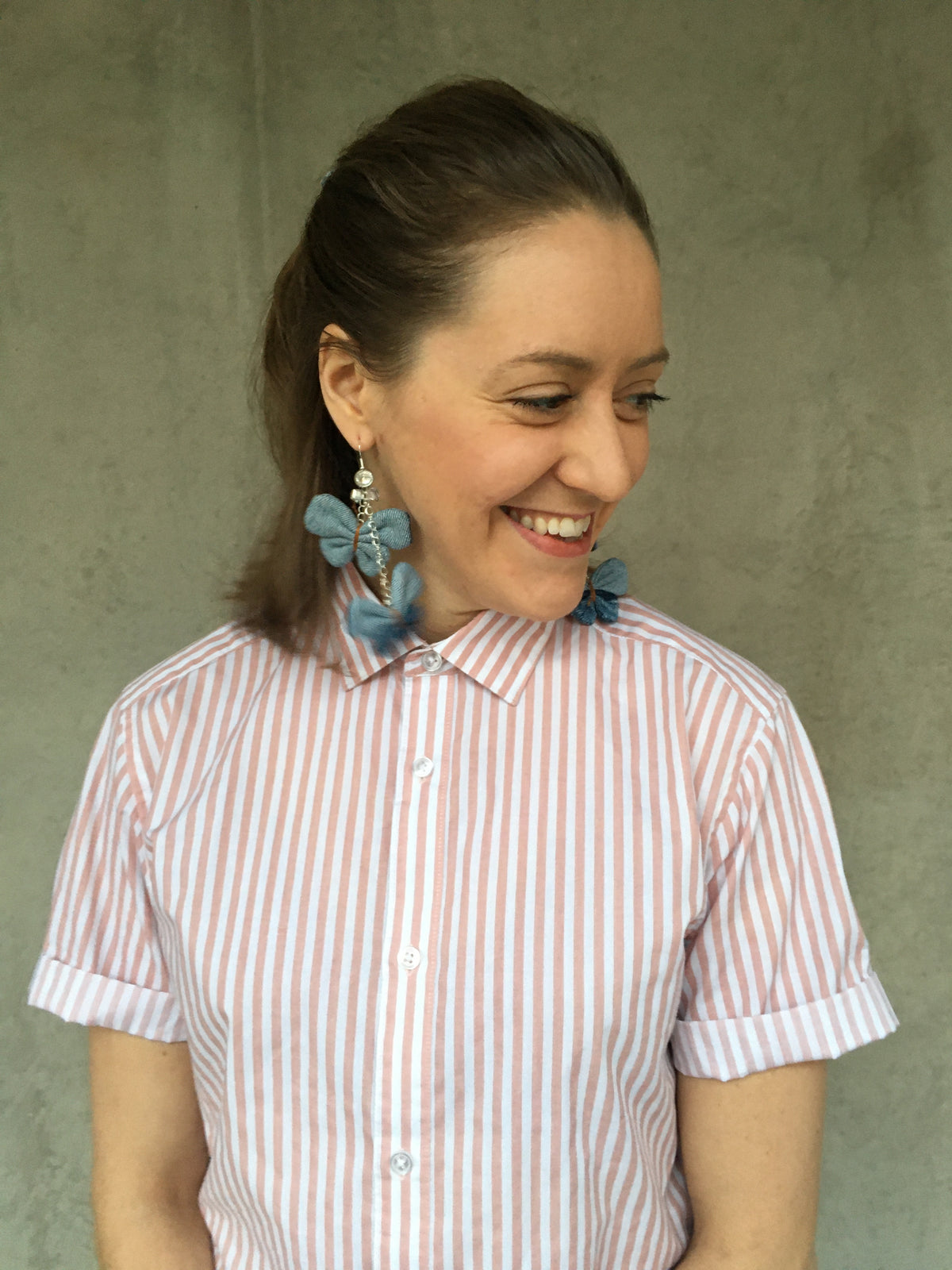 Earring Double Denim Butterfly