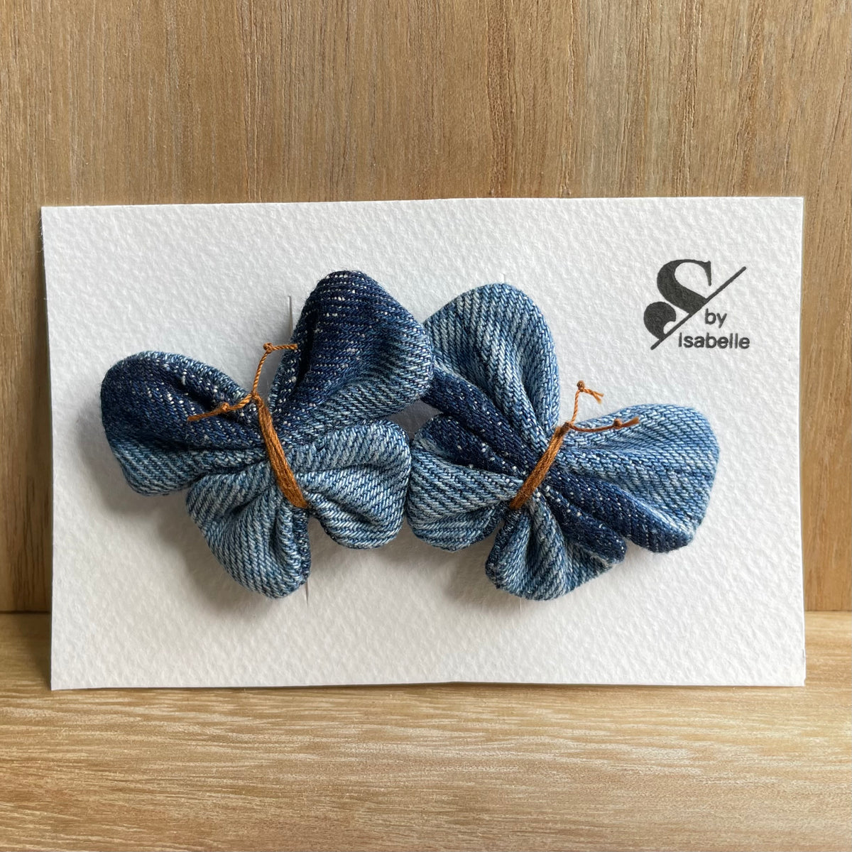 Hair barrette denim butterfly