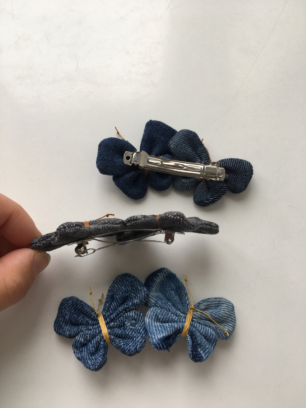 Hair barrette denim butterfly