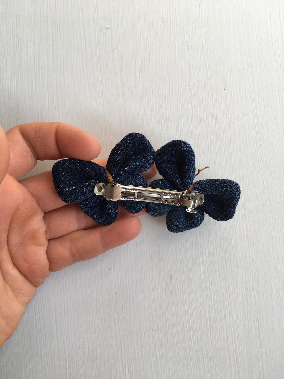 Hair barrette denim butterfly