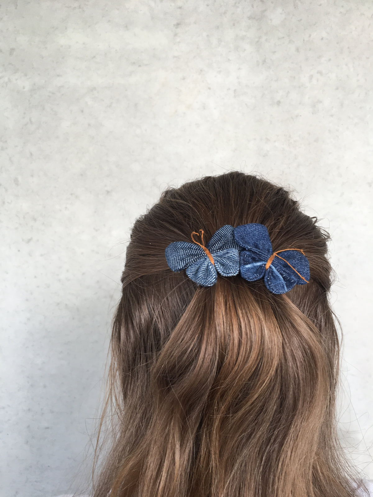Hair barrette denim butterfly