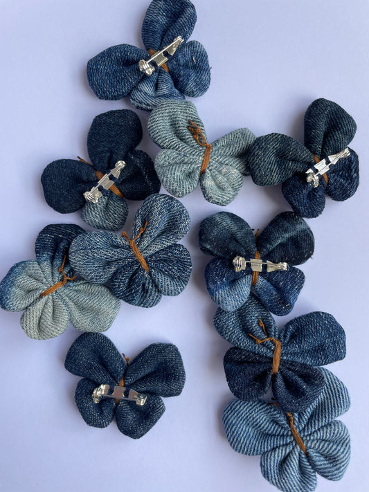Small Denim Butterfly Brooch