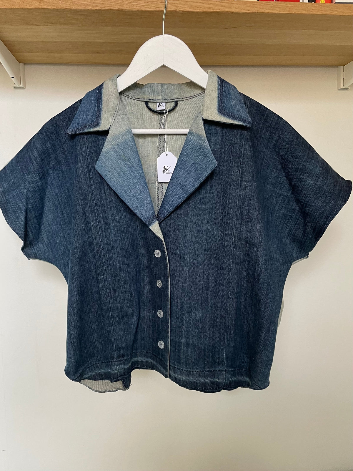 Denim top short sleeve