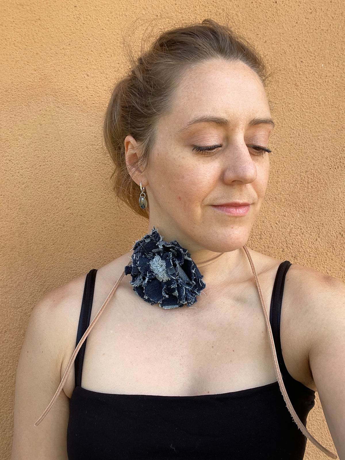 Blue Denim flower necklace