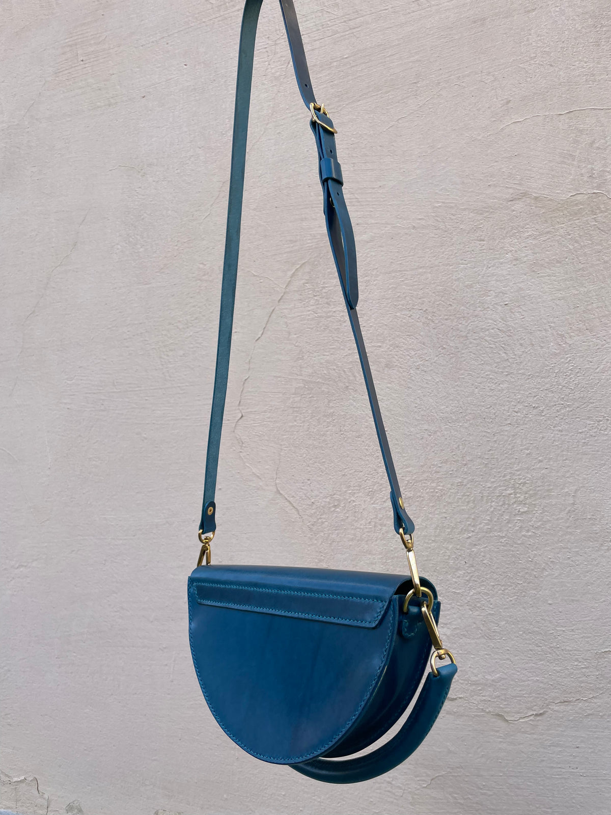 Leather half circle bag Small Handmade