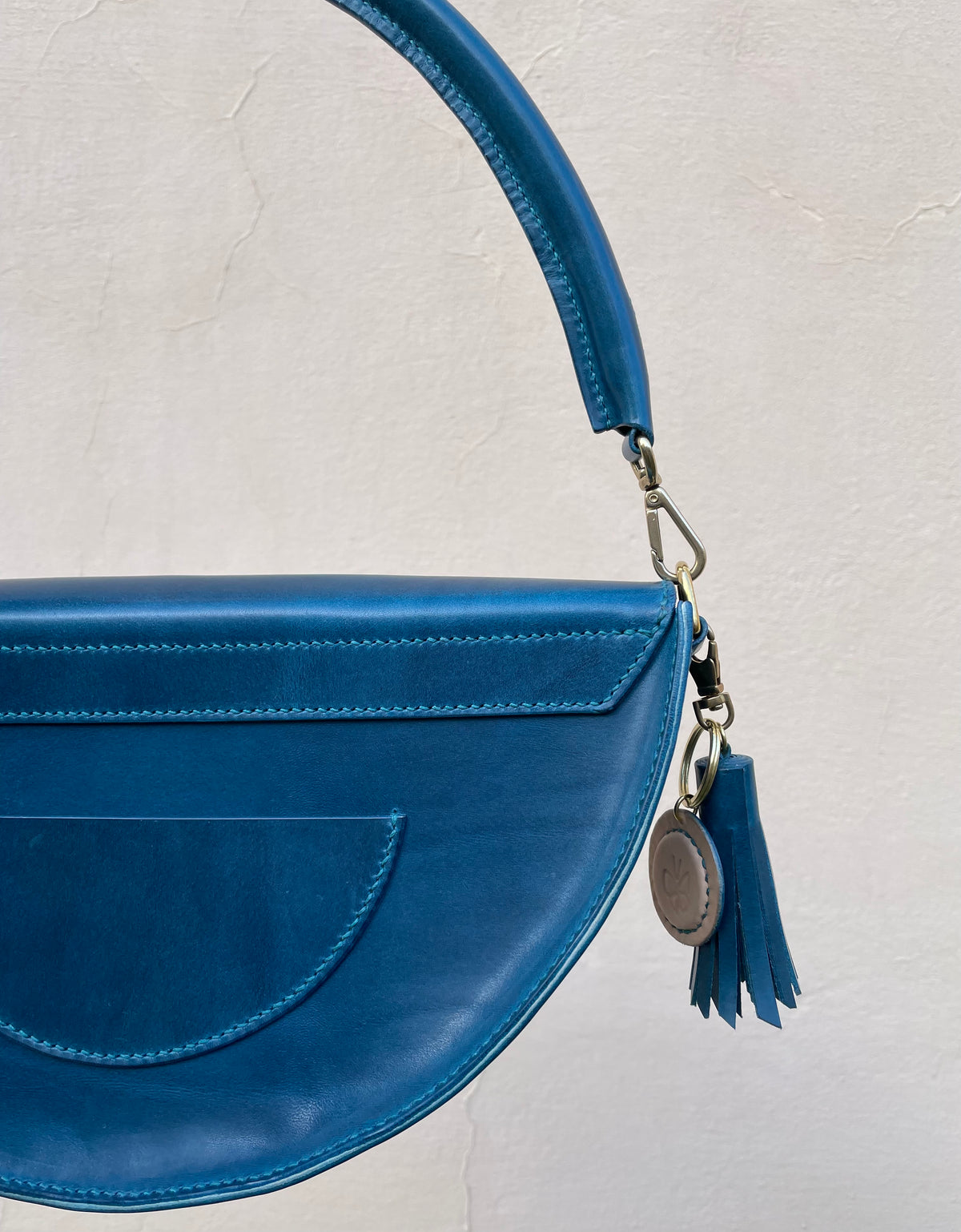 Leather half circle bag Big Handmade
