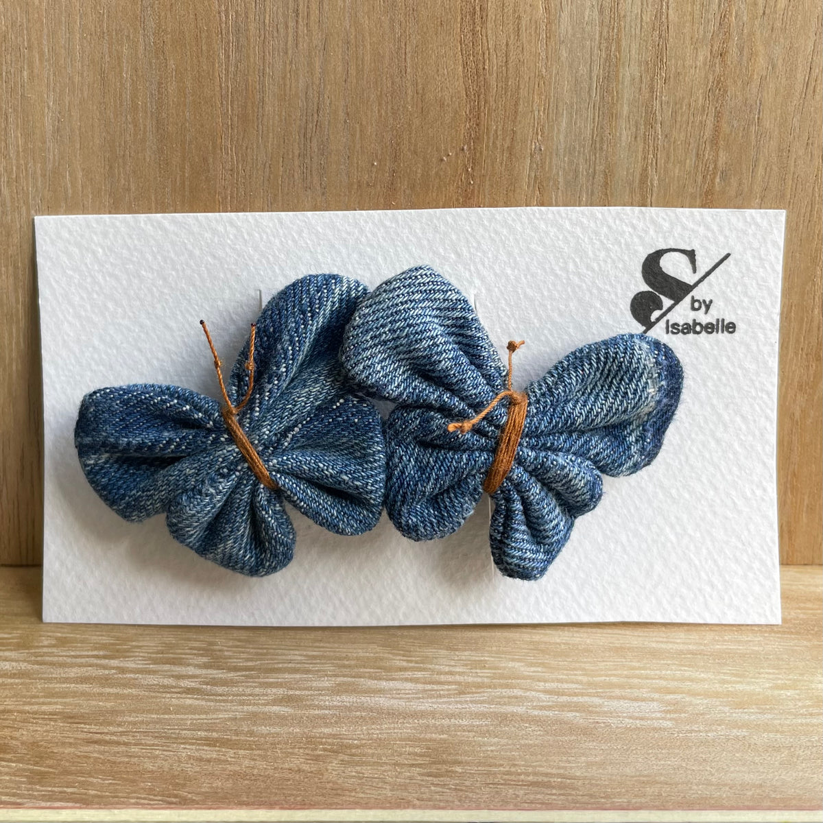 Hair barrette denim butterfly